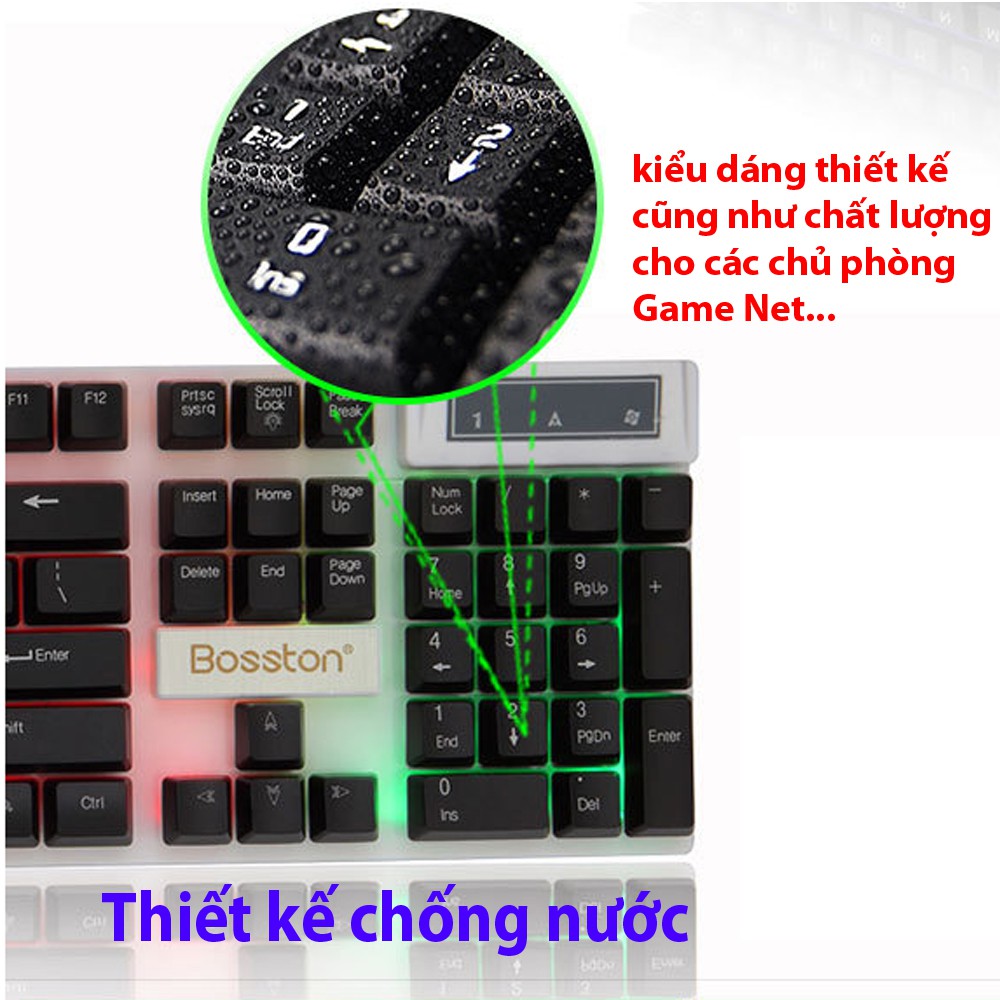 Bàn phím game Bosston K310/G808 LED 7 màu (Đen-Trắng)