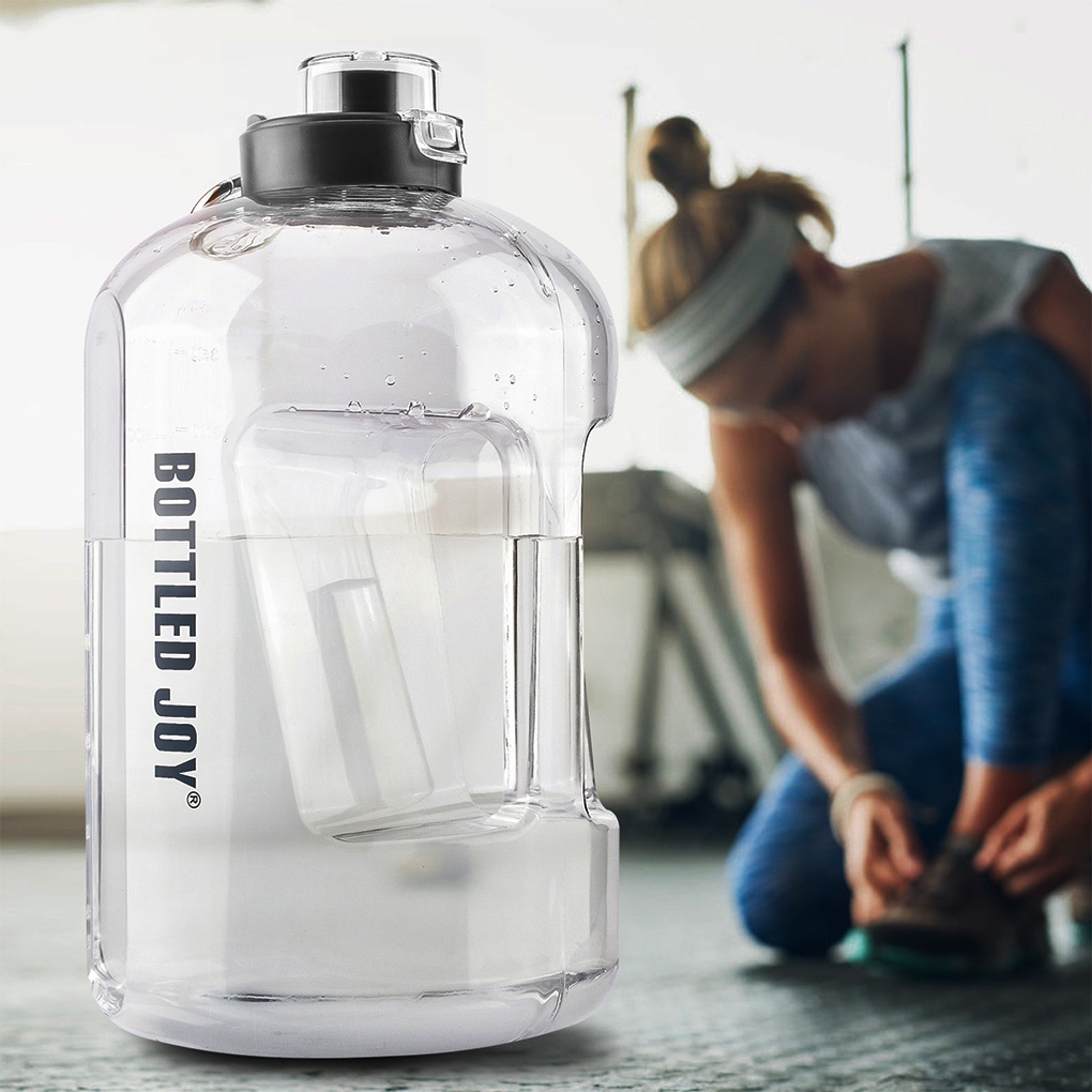[Choosewho1] 1 Gallon Water Bottle with Time Marker Reminder Leak-Proof Large Drinking Jug for Sports Camping
