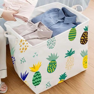 Giỏ vải đựng đồ hình vuông có dây rút và quai xách, họa tiết xinh xắn