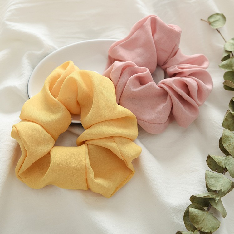 Scrunchies vải chiffon, dây buộc tóc nhiều màu thanh lịch