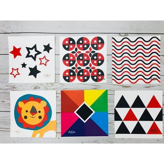 Decal màu kích thích thị giác (bộ 6 tấm) cho bé từ 0 tuổi LalaBaby kích thước 18x18 cm