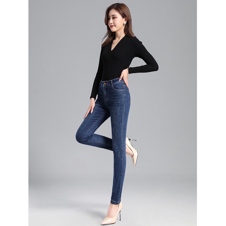 Quần Jean Nữ Dáng Skinny Quần Bò Nữ Cạp Cao Trên Rốn Co Giãn