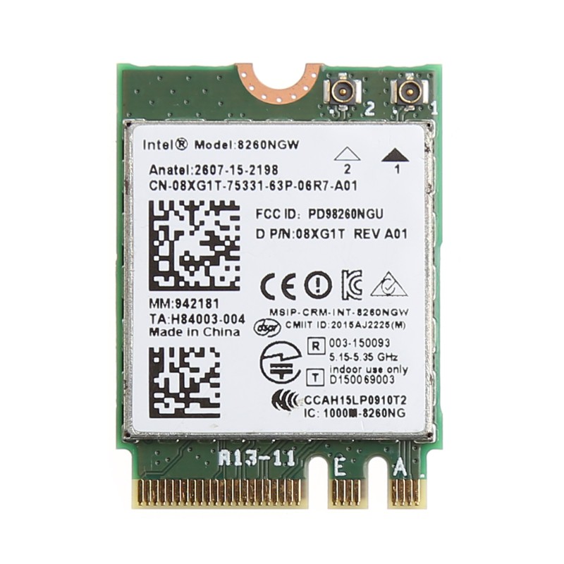 Thẻ Wifi 2 râu 867M V4.2 M.2 cho Intel 8260 AC Dell 8260