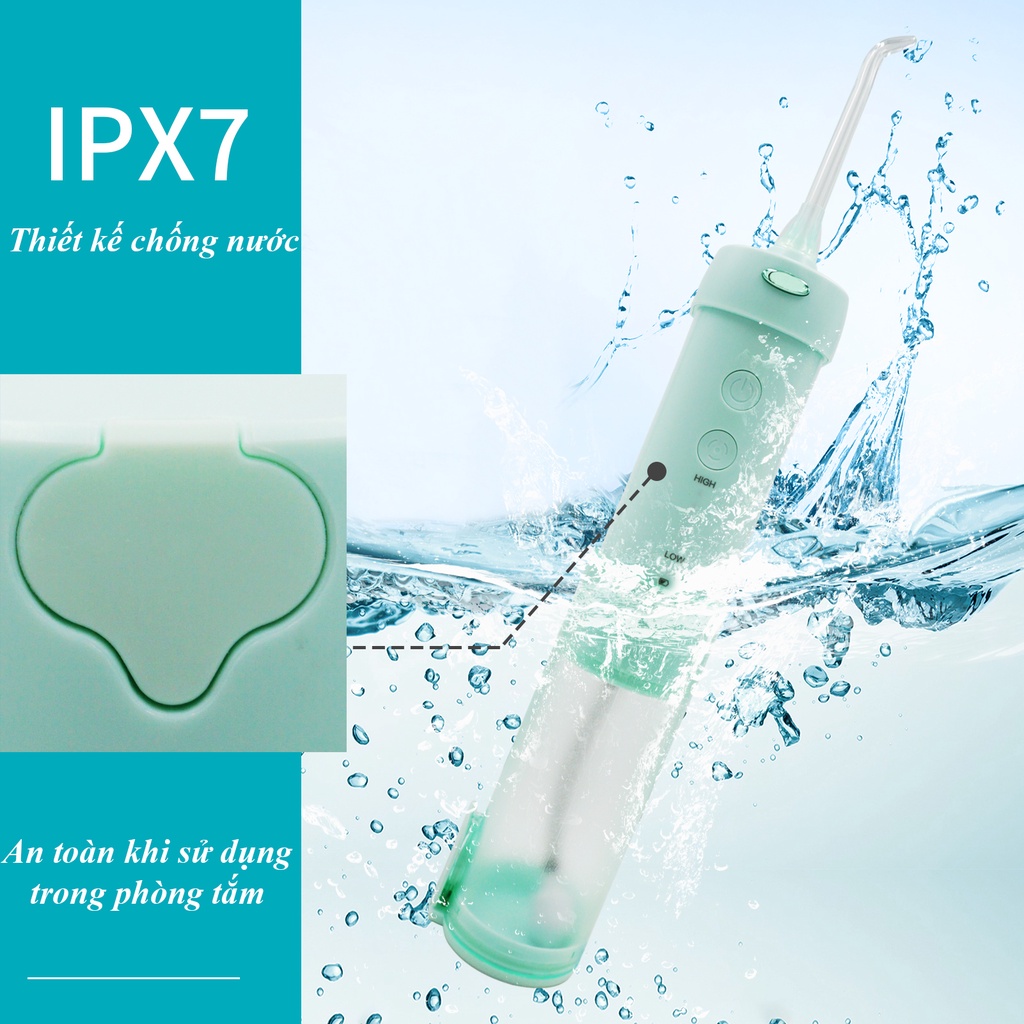 Tăm nước mini gấp gọn h2ofloss hf10 bản nâng cấp mới nhất kèm túi đựng
