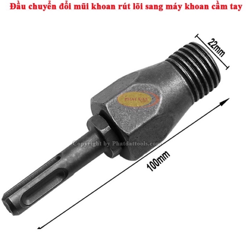 Đầu Chuyển Đổi từ Khoan Bê Tông Chân Gài SDS sang Khoan Rút Lõi Bê Tông Ren M22