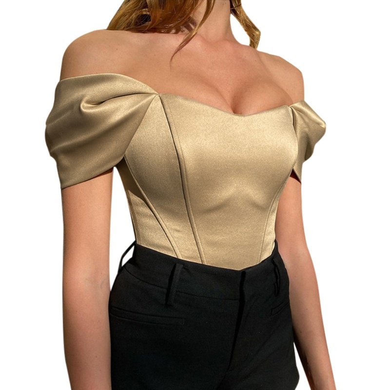 Áo Thun Croptop Ngắn Tay Trễ Vai Gợi Cảm Dành Cho Nữ