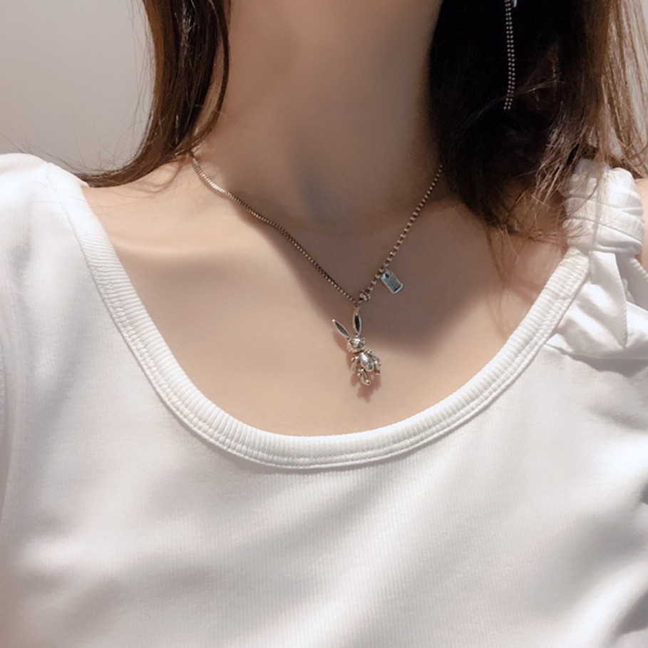 Dây chuyền mặt hình thỏ/gấu tùy chọn thiết kế đơn giản thời trang Hàn Quốc phong cách hip hop dành cho bạn nữ