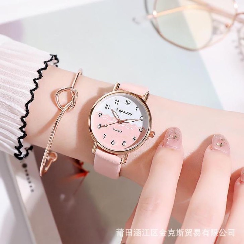 Đồng hồ nữ KAPANOU mặt dạ quang, đồng hồ thời trang chính hãng phong cách Hàn Quốc nhẹ nhàng thanh lịch kết hợp dây da