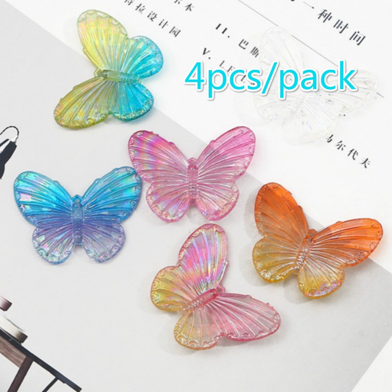 Set 4 Phụ Kiện Trang Sức Hình Bướm Bằng Acrylic Nhiều Màu Sắc