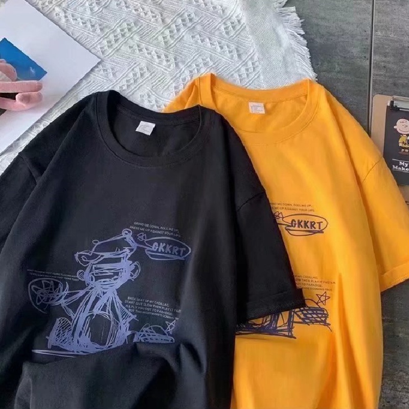 Áo Thun Nam Dáng Rộng In Chữ Phong Cách Hàn Quốc Thời Trang Mùa Hè Thoải Mái Cỡ M-8XL