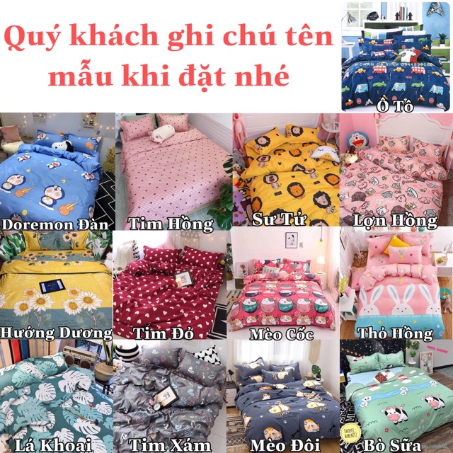 Set 5 Món Chăn Ga Gối Coton poly cao cấp nhiều mẫu mới ( không kèm ruột )