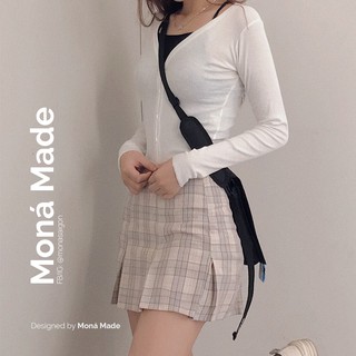 Moná - set áo cardigan trắng tay dài & áo ống dây đen dáng ôm freesize - mina top
