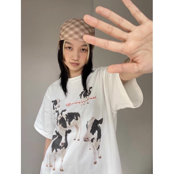 Áo thun Treminal unisex COWS phong cách Hàn Quốc màu trắng - A023