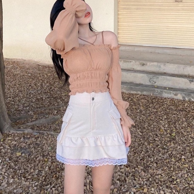 THE FANCE | Áo croptop voan trễ vai mang được hơn 8 cách LA LISA