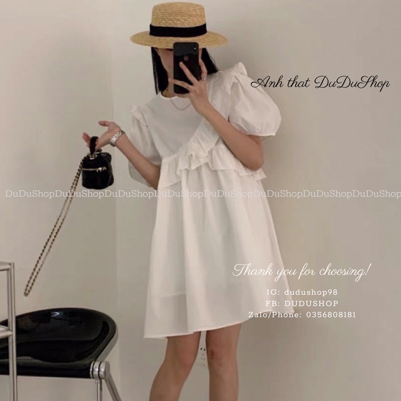 Váy thô babydoll viền bèo siêu xinh tông màu hot trend ảnh thật sàn