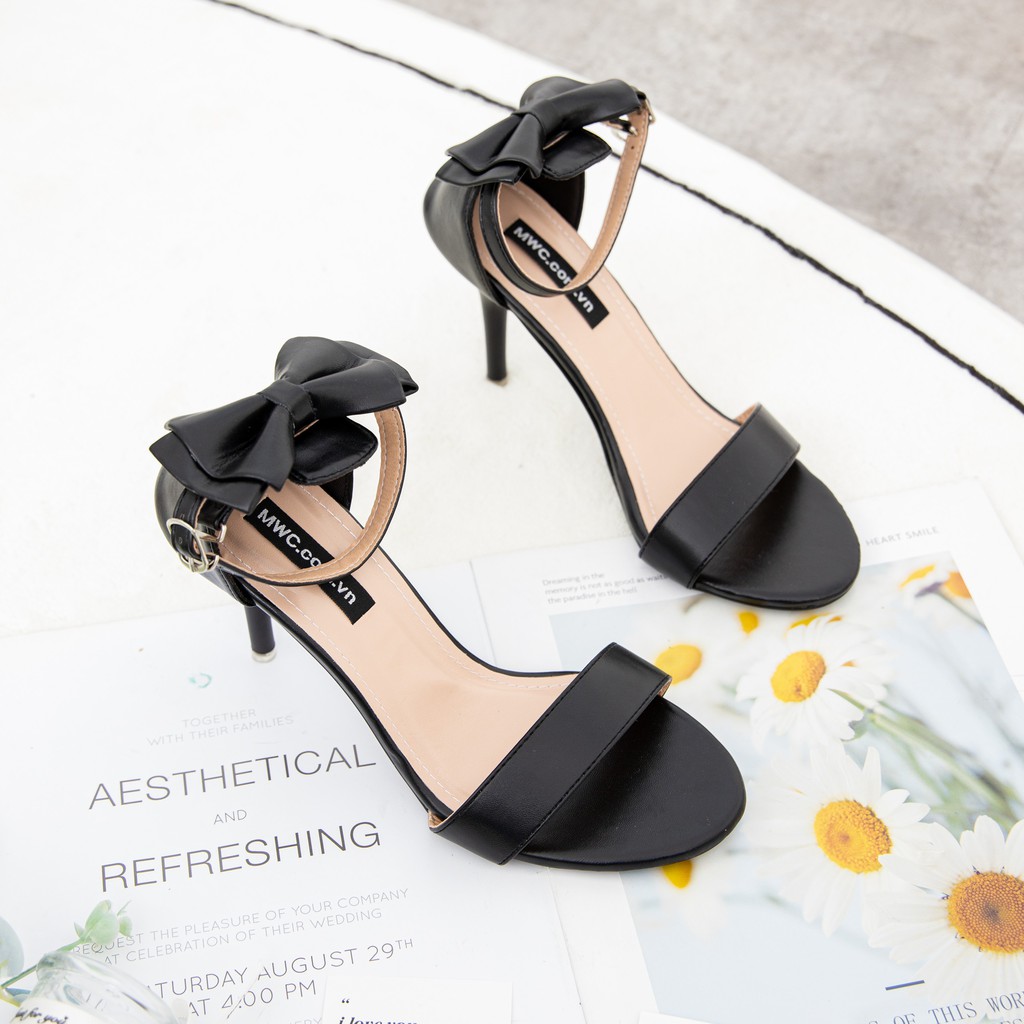 GIÀY CAO GÓT NỮ THỜI TRANG MWC-GIÀY SANDAL CAO GÓT MŨI NHỌN CAO 7CM-GIÀY CAO GÓT PHỐI NƠ CÁCH ĐIỆU XINH XẮN NUCG-4201