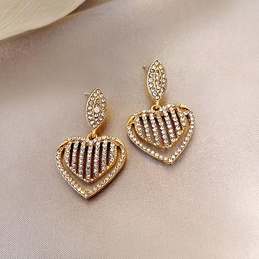 Khuyên Tai Lủng Lẳng Đính Đá Đơn Giản Thời Trang Hàn Quốc Cho Nữ