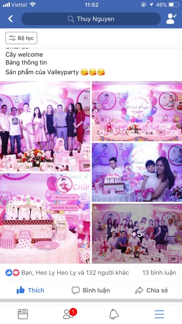 Set phụ kiện sinh nhật, thôi nôi bé gái