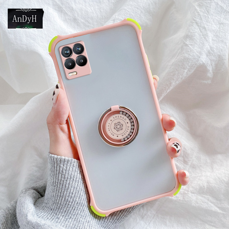 Ốp Lưng Chống Sốc Có Nhẫn Móc Ngón Tay Cho Oppo Realme 8 / Realme 8 Pro 4-corners