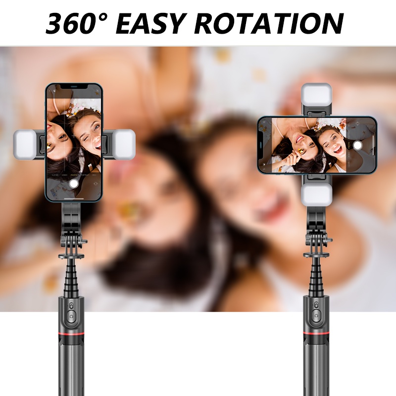 Gậy Tự Sướng Không Dây Gập Lại Được Bằng Hợp Kim Nhôm Kèm Đèn Led Điều Khiển Từ Xa Cho L12D