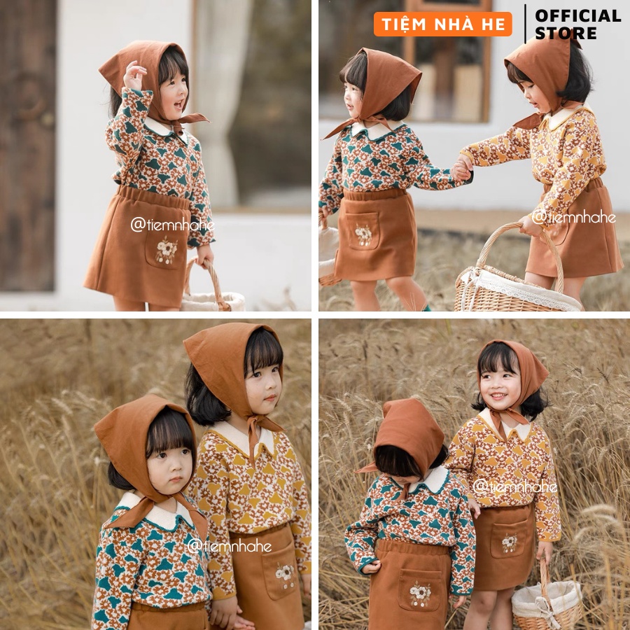 Khăn Bandana Màu Trơn Đội Đầu Cho Bé Gái Turban Quàng Cổ Tiệm Nhà He size 50x50cm