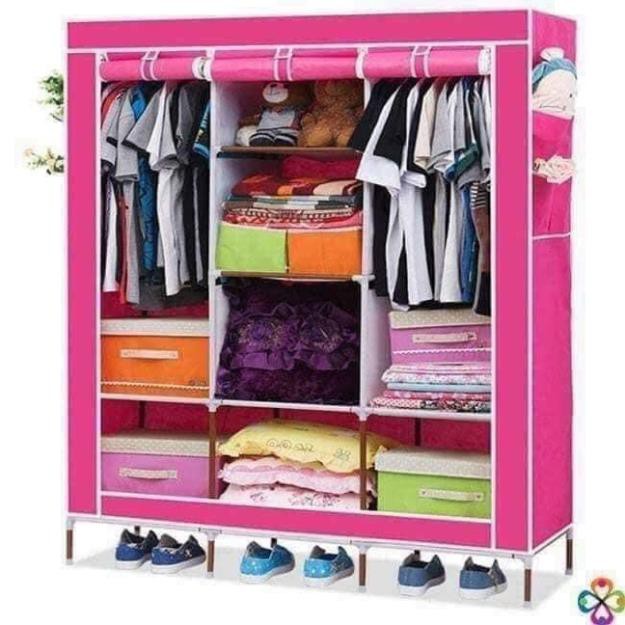 TỦ VẢI ĐỰNG QUẦN ÁO 3 BUỒNG 8 NGĂN. DỄ DÀNG LẮP ĐẶT. DI CHUYỂN. TIỆN DỤNG VÔ CÙNG. MÀU NGẪU NHIÊN