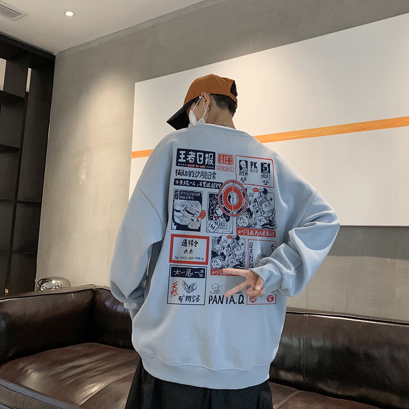 Áo sweater IFNICEFUTURE dáng rộng tay dài phong cách Ins thời trang cho cặp đôi nam và nữ