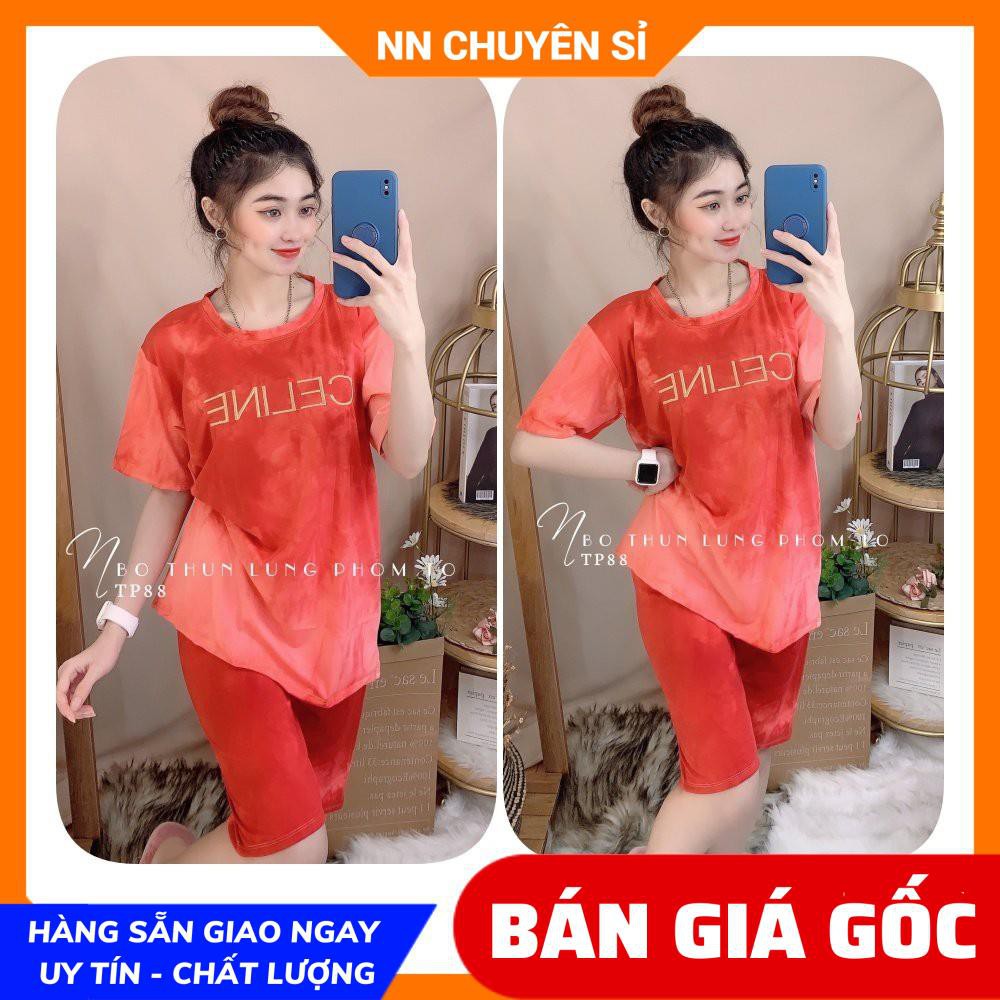 Đồ bộ thun lửng phom to loang màu mặc nhà cực xinh TP88 ⚡Ảnh thật⚡ Đồ bộ nữ