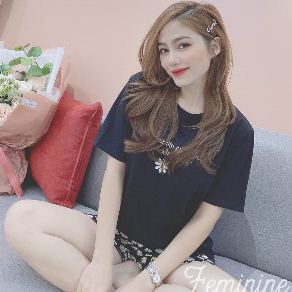 Bộ quần áo nữ mùa hè ESHOP bigsize mặc nhà đi chơi ngủ quần đùi thun cotton thể thao đẹp dễ thương cute trung niên DB04