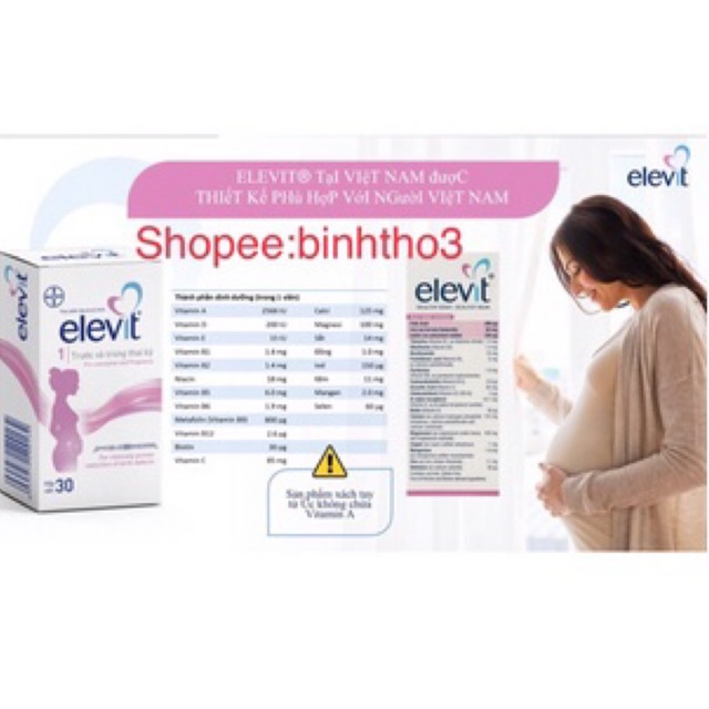 Bổ bà bầu Elevit (Pháp) bổ sung acid folic, sắt,các vitamin,khoáng chất cho phụ nữ chuẩn bị mang thai,có thai,cho con bú