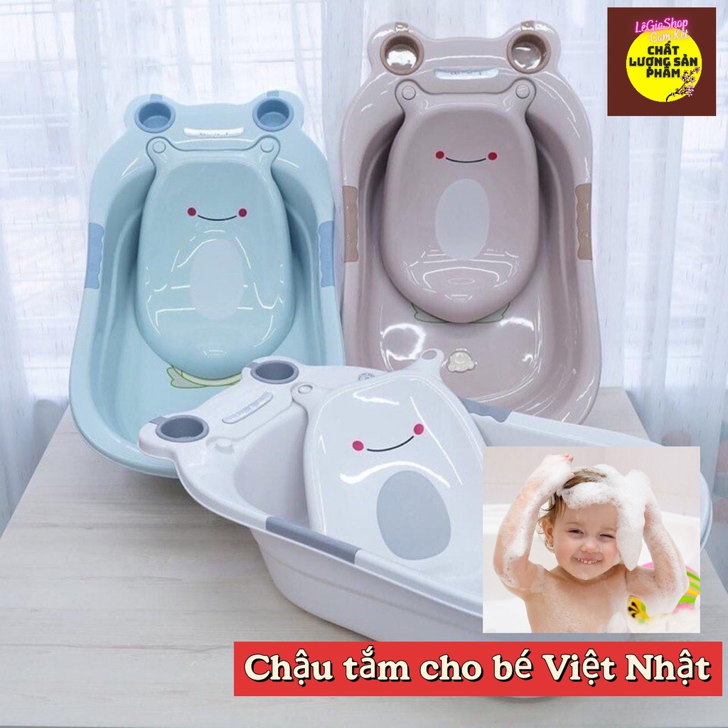 Chậu tắm cho bé Việt Nhật hình Êch và Elip ngộ nghĩnh, Chậu gội đầu có chức năng massage lưng mã 2203 - Lê Gia Shop