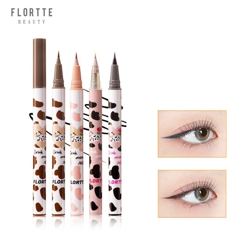 FLORTTEBút Kẻ Mắt Dạng Lỏng Màu Nâu Tơ Tằm Tự Nhiên