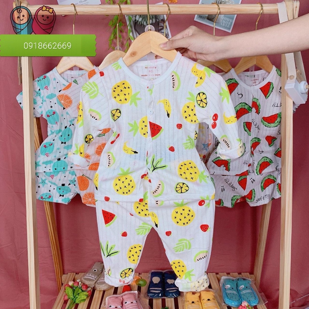 Bộ dài tay cotton giấy khuy giữa mẫu mới 2022 size 3-14kg