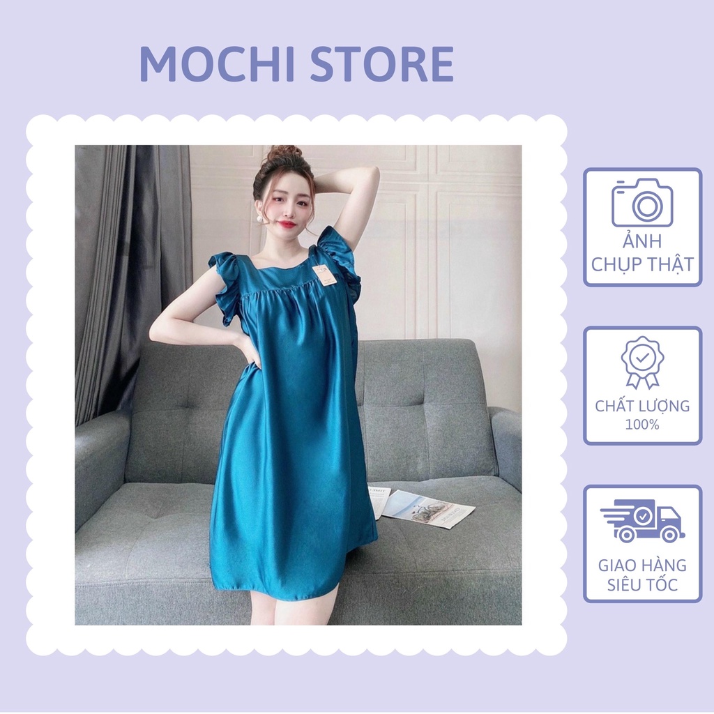 Váy Ngủ Sexy, Đầm Ngủ Lụa Cổ Vuông Tay Cánh Tiên Chất Liệu Mềm Mịn Nhiều Màu Form Dáng Rộng Rãi Thoải Mái.