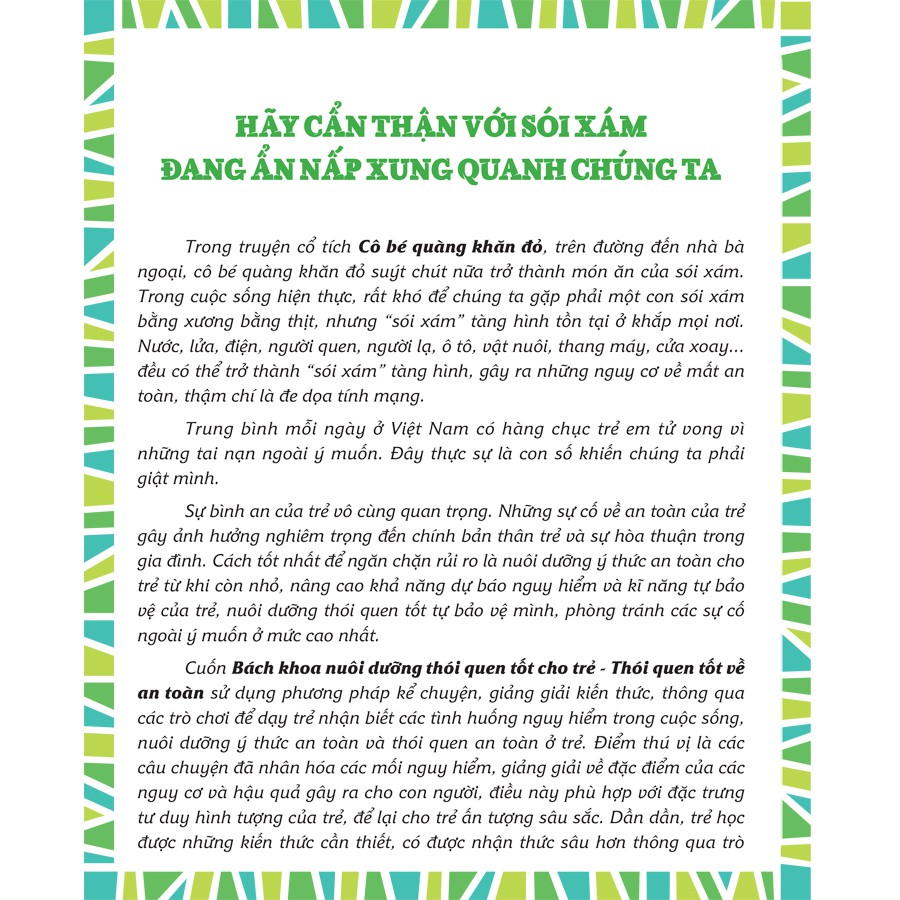 Sách: BK Nuôi Dưỡng Thói Quen Tốt Cho Trẻ - Thói Quen Tốt Về An Toàn