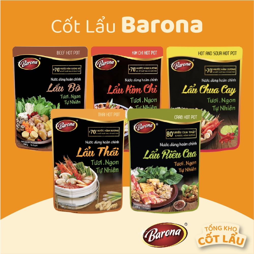 Cốt Lẩu Barona - Nước dùng hoàn chỉnh Barona 180g - Siêu Thị Lẩu
