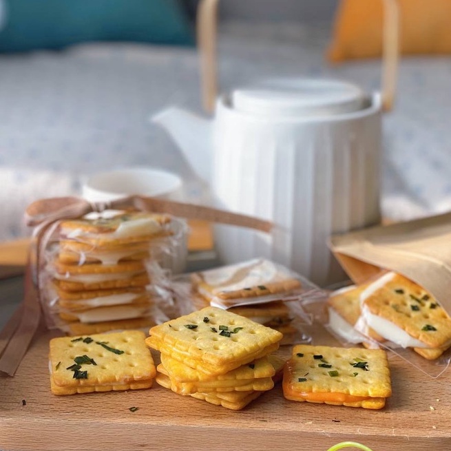 Bánh Quy Hành Kẹp Kẹo Phô Mai/Sữa/Trứng Muối Đài Loan Giòn Thơm Béo Ngậy Bánh Homemade