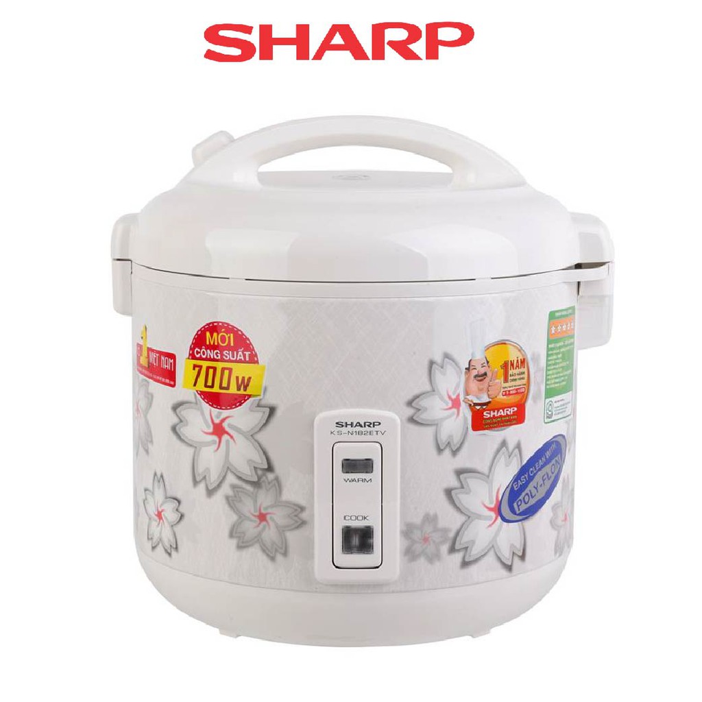 [Mã ELHADEV giảm 4% đơn 300K] Nồi Cơm Điện Sharp KS-N182ETV &quot;SW&quot; - 1.8 Lít - Hàng chính hãng