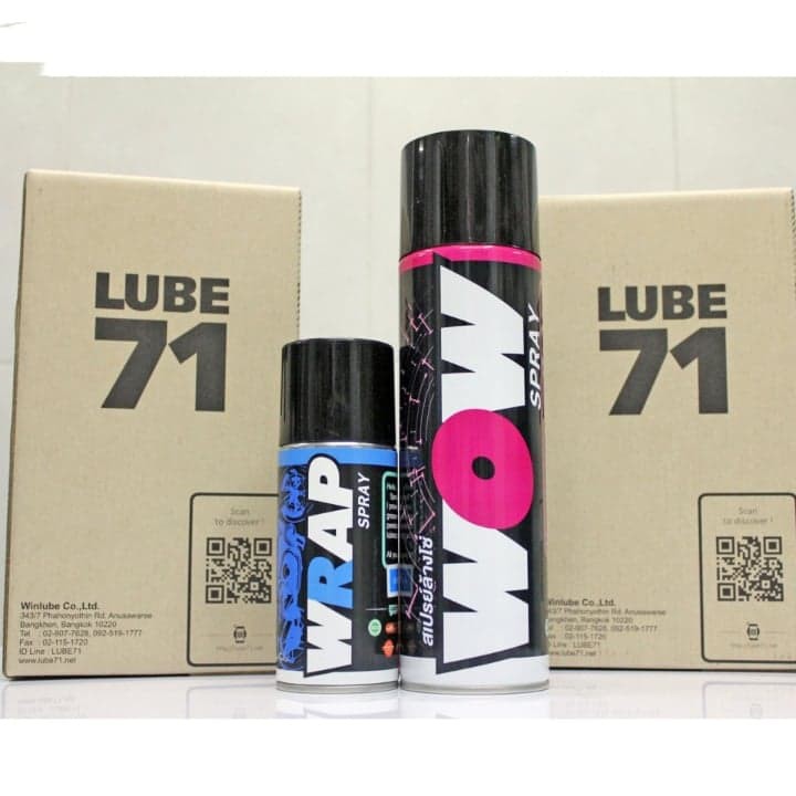 COMBO XỊT SÊN LUBE71 : CHAI XỊT VỆ SINH SÊN CỰC MẠNH WOW SPRAY +Chai Xịt Bôi Trơn Sên Có Phốt Wrap Spray+ TẶNG CỌ SÊN 3D