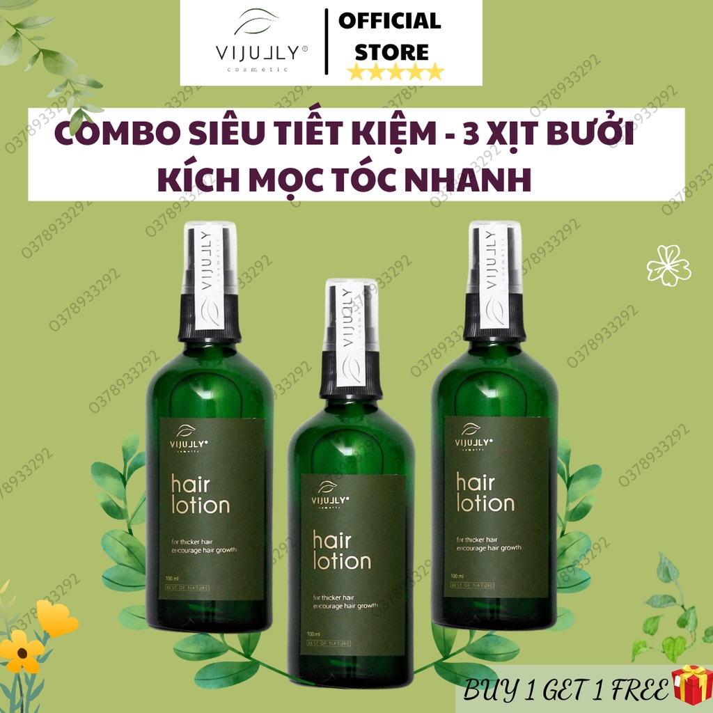 Combo 3 tinh dầu bưởi, xịt bưởi chính hãng Vi Jully giúp kích tóc mọc nhanh, giảm rụng, tóc dài nhanh từ 3-5 cm/tháng