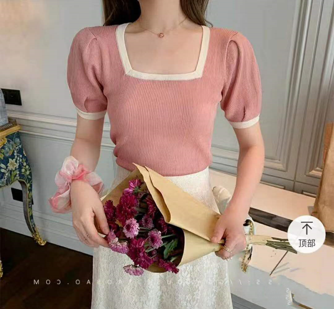 Áo Thun Ngắn Tay Cổ Vuông Thời Trang Mùa Hè Hàn Quốc | BigBuy360 - bigbuy360.vn