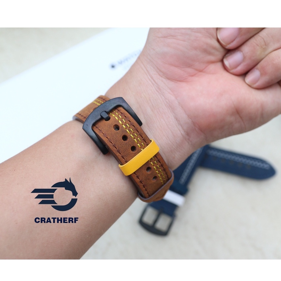 Dây Da Bò Sáp Ngựa Điên Chốt Thông Minh Thay Thế Cho Đồng Hồ Cổ Điển Các Loại SmartWatch, Samsung Watch, Huawei Watch