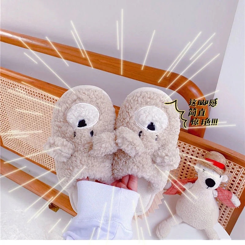 Dép cotton phối lông đi trong nhà dày dặn dễ thương thời trang dành cho nữ