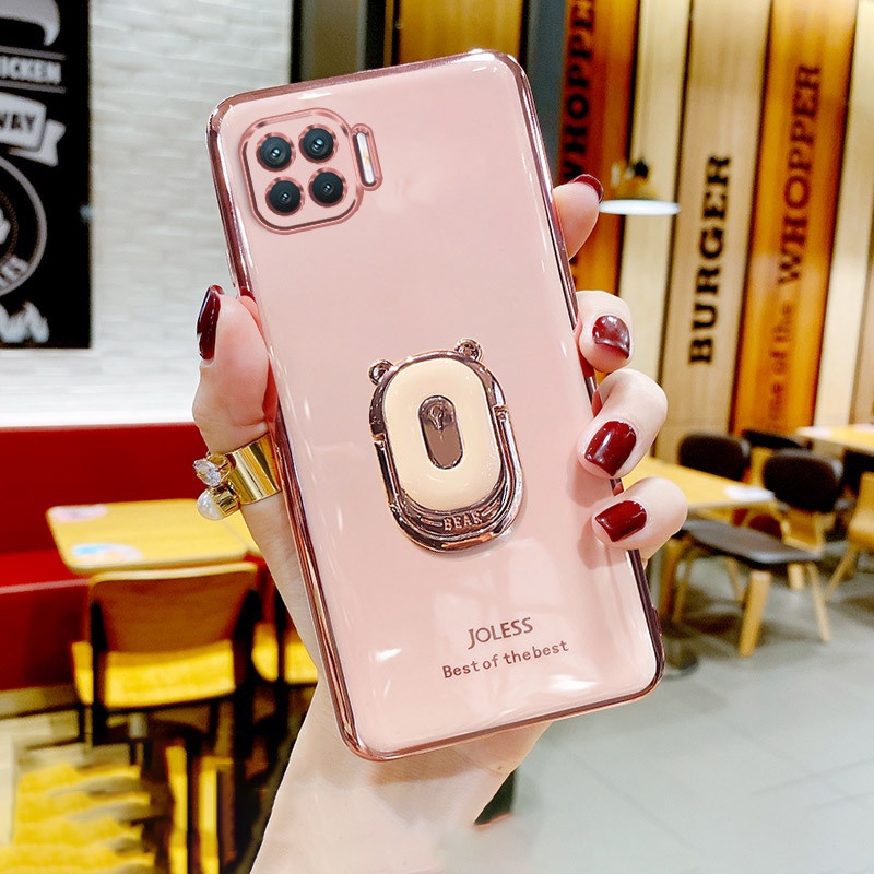 Ốp điện thoại màu kẹo ngọt có giá đỡ dễ thương cho OPPO A93 2020 / F17 PRO / RENO 4F