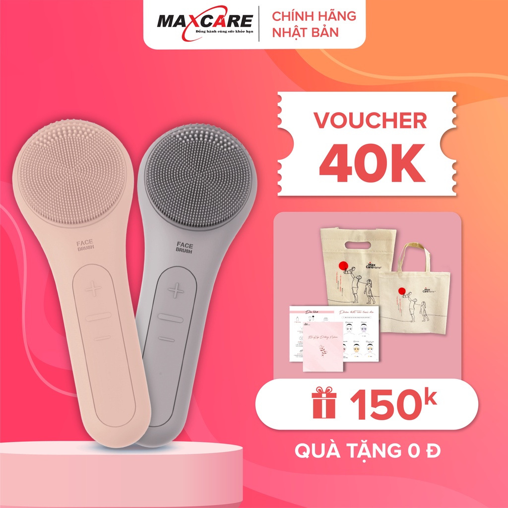Máy rửa mặt Maxcare Max999 màu Be & Xám (sạch lớp trang điểm - dầu thừa - bụi bẩn trong 1 phút) thương hiệu Nhật Bản