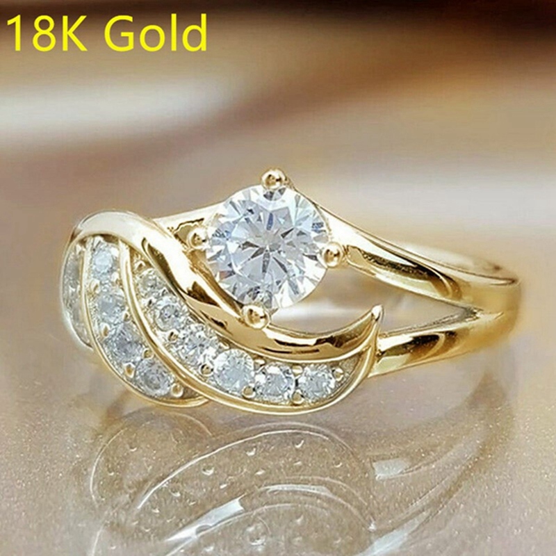 Nhẫn Mạ Vàng Trắng 18k Hình Đôi Cánh Đính Đá Thời Trang Cho Nữ