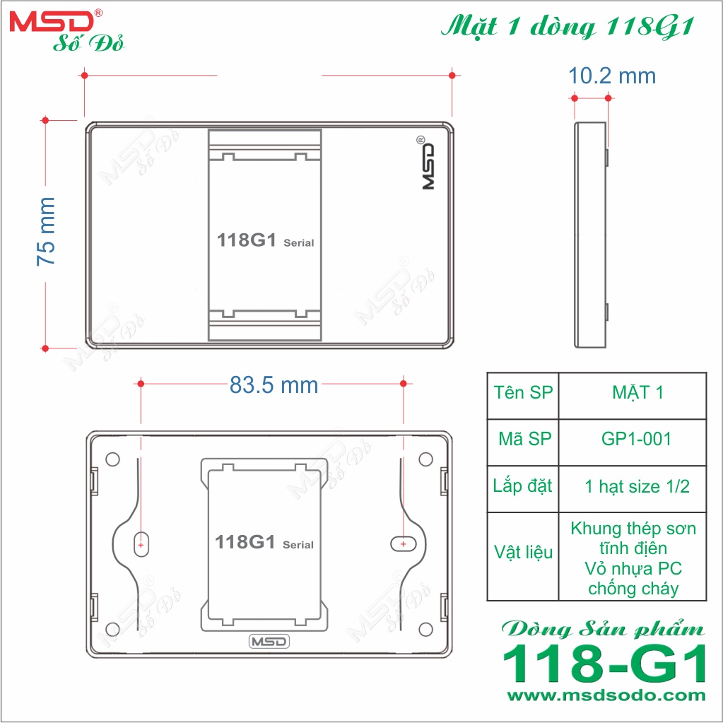 HẠT Ổ CẮM ĐIỆN 3 CHẤU ĐƠN ĐA NĂNG 15A250V - SIZE 1/2 - DÒNG 118G1 - MÀU TRẮNG TUYẾT