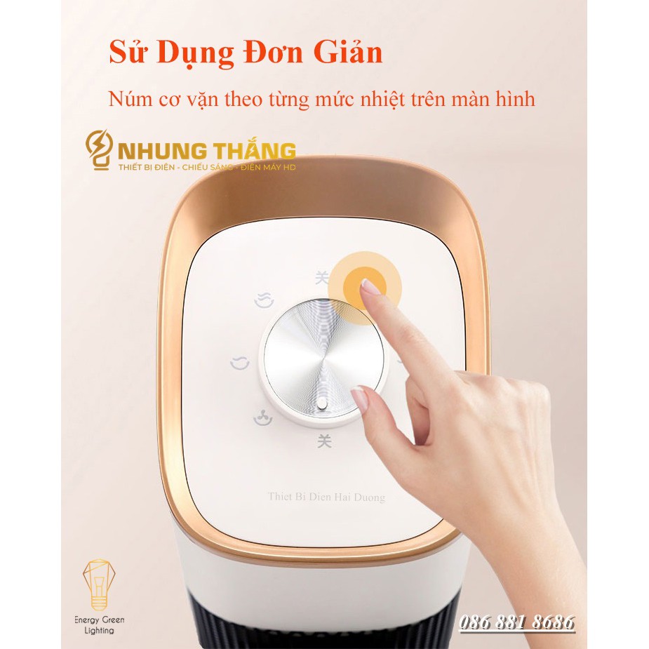 Máy Sưởi Cây HHN2202 Quạt Sưởi Để Sàn - Công Nghệ Sưởi Gốm PTC - Làm Nóng Nhanh - Hẹn Giờ Tắt -Chế Độ Quay Tỏa Nhiệt Đều