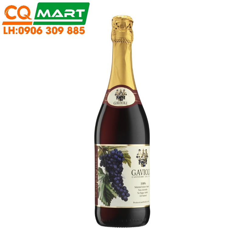 Nước ép NHO ĐỎ có gas GAVIOLI ( Ý) Chai 750ml