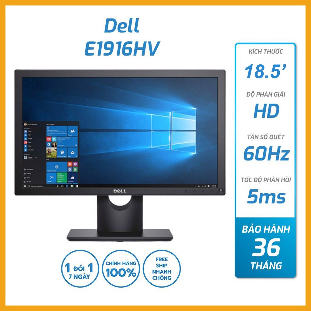 [Mã SKAMA06 giảm 8% đơn 250k]Màn hình máy tính LCD DELL 18.5 INCH E1916HV 1366x768 - Hàng Chính Hãng Bảo Hành 36 Tháng